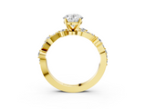 Yellow gold Oval Cut Solitaire Diamond Twisted Band with Pave Setting_69
