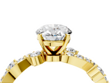 Yellow gold Oval Cut Solitaire Diamond Twisted Band with Pave Setting_70