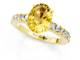 Yellow gold Oval Cut Solitaire Diamond with Pavé Band and Four-Prong Setting_1