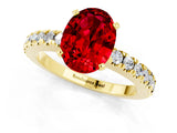 Yellow gold Oval Cut Solitaire Diamond with Pavé Band and Four-Prong Setting_1