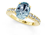 Yellow gold Oval Cut Solitaire Diamond with Pavé Band and Four-Prong Setting_1