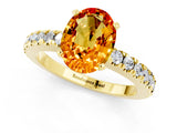 Yellow gold Oval Cut Solitaire Diamond with Pavé Band and Four-Prong Setting_1