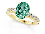 Yellow gold Oval Cut Solitaire Diamond with Pavé Band and Four-Prong Setting_1
