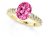 Yellow gold Oval Cut Solitaire Diamond with Pavé Band and Four-Prong Setting_1