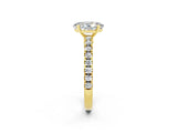 Yellow gold Oval Cut Solitaire Diamond with Pavé Band and Four-Prong Setting_2