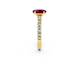 Yellow gold Oval Cut Solitaire Diamond with Pavé Band and Four-Prong Setting_2