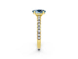 Yellow gold Oval Cut Solitaire Diamond with Pavé Band and Four-Prong Setting_2