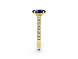 Yellow gold Oval Cut Solitaire Diamond with Pavé Band and Four-Prong Setting_2