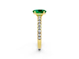 Yellow gold Oval Cut Solitaire Diamond with Pavé Band and Four-Prong Setting_2