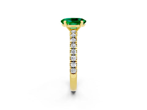 Yellow gold Oval Cut Solitaire Diamond with Pavé Band and Four-Prong Setting_2