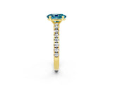 Yellow gold Oval Cut Solitaire Diamond with Pavé Band and Four-Prong Setting_2