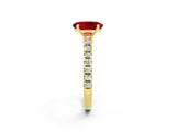 Yellow gold Oval Cut Solitaire Diamond with Pavé Band and Four-Prong Setting_2