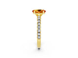 Yellow gold Oval Cut Solitaire Diamond with Pavé Band and Four-Prong Setting_2
