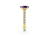 Yellow gold Oval Cut Solitaire Diamond with Pavé Band and Four-Prong Setting_2