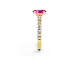 Yellow gold Oval Cut Solitaire Diamond with Pavé Band and Four-Prong Setting_2