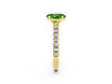 Yellow gold Oval Cut Solitaire Diamond with Pavé Band and Four-Prong Setting_2