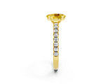 Yellow gold Oval Cut Solitaire Diamond with Pavé Band and Four-Prong Setting_2