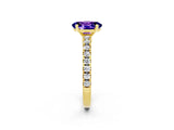Yellow gold Oval Cut Solitaire Diamond with Pavé Band and Four-Prong Setting_2