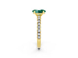 Yellow gold Oval Cut Solitaire Diamond with Pavé Band and Four-Prong Setting_2