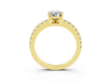 Yellow gold Oval Cut Solitaire Diamond with Pavé Band and Four-Prong Setting_3