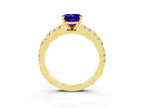 Yellow gold Oval Cut Solitaire Diamond with Pavé Band and Four-Prong Setting_3