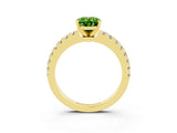 Yellow gold Oval Cut Solitaire Diamond with Pavé Band and Four-Prong Setting_3