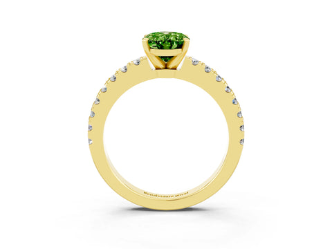 Yellow gold Oval Cut Solitaire Diamond with Pavé Band and Four-Prong Setting_3