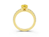 Yellow gold Oval Cut Solitaire Diamond with Pavé Band and Four-Prong Setting_3