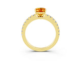Yellow gold Oval Cut Solitaire Diamond with Pavé Band and Four-Prong Setting_3