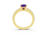 Yellow gold Oval Cut Solitaire Diamond with Pavé Band and Four-Prong Setting_3