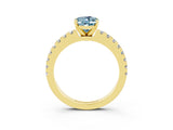 Yellow gold Oval Cut Solitaire Diamond with Pavé Band and Four-Prong Setting_3
