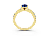 Yellow gold Oval Cut Solitaire Diamond with Pavé Band and Four-Prong Setting_3