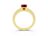 Yellow gold Oval Cut Solitaire Diamond with Pavé Band and Four-Prong Setting_3