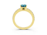 Yellow gold Oval Cut Solitaire Diamond with Pavé Band and Four-Prong Setting_3