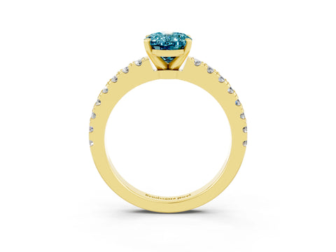Yellow gold Oval Cut Solitaire Diamond with Pavé Band and Four-Prong Setting_3