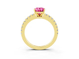 Yellow gold Oval Cut Solitaire Diamond with Pavé Band and Four-Prong Setting_3