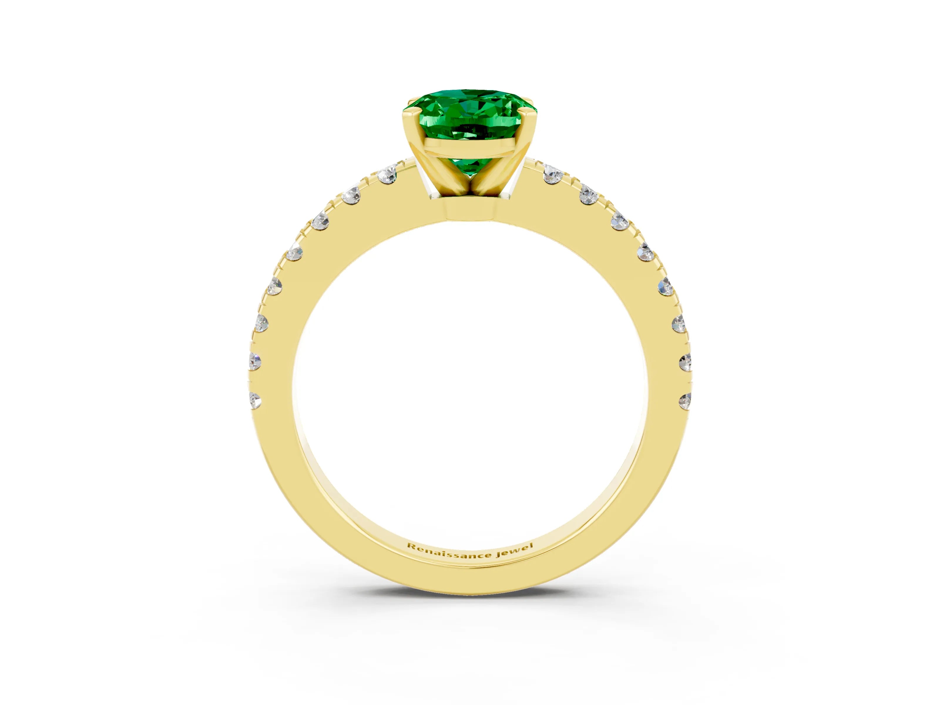 Yellow gold Oval Cut Solitaire Diamond with Pavé Band and Four-Prong Setting_3