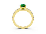Yellow gold Oval Cut Solitaire Diamond with Pavé Band and Four-Prong Setting_3