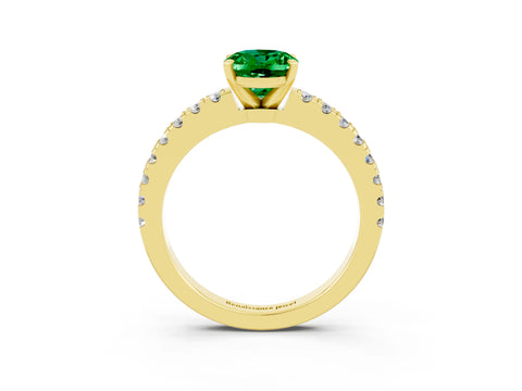 Yellow gold Oval Cut Solitaire Diamond with Pavé Band and Four-Prong Setting_3
