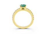 Yellow gold Oval Cut Solitaire Diamond with Pavé Band and Four-Prong Setting_3