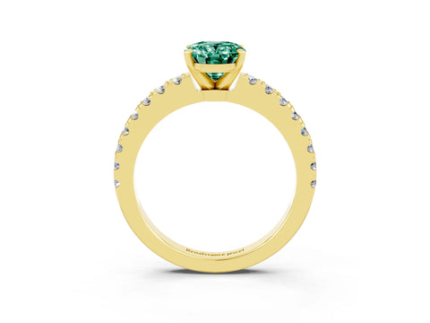 Yellow gold Oval Cut Solitaire Diamond with Pavé Band and Four-Prong Setting_3