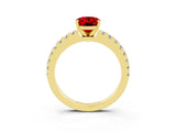 Yellow gold Oval Cut Solitaire Diamond with Pavé Band and Four-Prong Setting_3