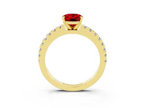 Yellow gold Oval Cut Solitaire Diamond with Pavé Band and Four-Prong Setting_3