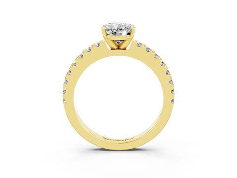 Yellow gold Oval Cut Solitaire Diamond with Pavé Band and Four-Prong Setting_3