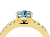 Yellow gold Oval Cut Solitaire Diamond with Pavé Band and Four-Prong Setting_4
