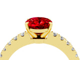 Yellow gold Oval Cut Solitaire Diamond with Pavé Band and Four-Prong Setting_4