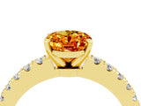 Yellow gold Oval Cut Solitaire Diamond with Pavé Band and Four-Prong Setting_4