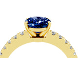 Yellow gold Oval Cut Solitaire Diamond with Pavé Band and Four-Prong Setting_4