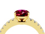 Yellow gold Oval Cut Solitaire Diamond with Pavé Band and Four-Prong Setting_4