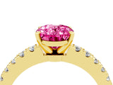 Yellow gold Oval Cut Solitaire Diamond with Pavé Band and Four-Prong Setting_4